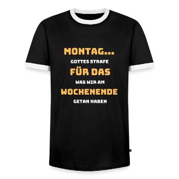 Tshirt Spruch Lustig Montagsshirt Geschenk Cool - Männer Kontrast-T-Shirt - Schwarz/Weiß - Vorne - AI Model Female 172 light (172cm) & AI Model Male 178 light (178cm)