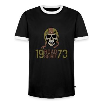 Road spirit 1973 - clean - Männer Kontrast-T-Shirt - Schwarz/Weiß - Vorne - AI Model Female 172 light (172cm) & AI Model Male 178 light (178cm)