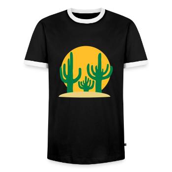 Soleil 3 Cactus Désert - T-shirt contrasté Homme - noir/blanc - Devant - AI Model Female 172 light (172cm) & AI Model Male 178 light (178cm)