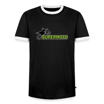 Supermoto schriftzug schwarz - Männer Kontrast-T-Shirt - Schwarz/Weiß - Vorne - AI Model Female 172 light (172cm) & AI Model Male 178 light (178cm)