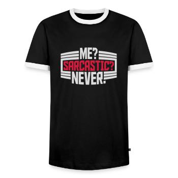 me sarcastic never Zitat - Männer Kontrast-T-Shirt - Schwarz/Weiß - Vorne - AI Model Female 172 light (172cm) & AI Model Male 178 light (178cm)