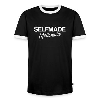 Millionnaire autodidacte, motivation - T-shirt contrasté Homme - noir/blanc - Devant - AI Model Female 172 light (172cm) & AI Model Male 178 light (178cm)