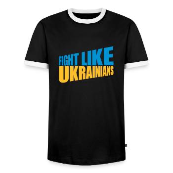 fight like ukrainians quote - Men's Ringer Shirt - black/white - Front - AI Model Female 172 light (172cm) & AI Model Male 178 light (178cm)
