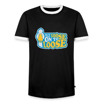 goose on the loose - Männer Kontrast-T-Shirt - Schwarz/Weiß - Vorne - AI Model Female 172 light (172cm) & AI Model Male 178 light (178cm)