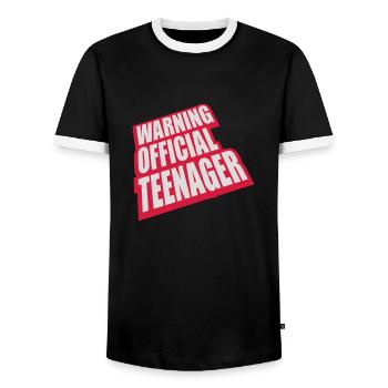 avertissement citation officielle d’adolescent - T-shirt contrasté Homme - noir/blanc - Devant - AI Model Female 172 light (172cm) & AI Model Male 178 light (178cm)