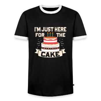 I'm Just Here For The Cake Baking Bake Cookie Pas - Men's Ringer Shirt - black/white - Front - AI Model Female 172 light (172cm) & AI Model Male 178 light (178cm)