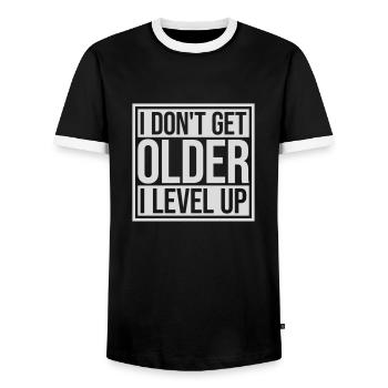 get older level up - Men's Ringer Shirt - black/white - Front - AI Model Female 172 light (172cm) & AI Model Male 178 light (178cm)