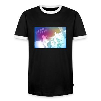 Hero City - Men's Ringer Shirt - black/white - Front - AI Model Female 172 light (172cm) & AI Model Male 178 light (178cm)