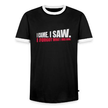 Je suis venu voir oublier - T-shirt contrasté Homme - noir/blanc - Devant - AI Model Female 172 light (172cm) & AI Model Male 178 light (178cm)