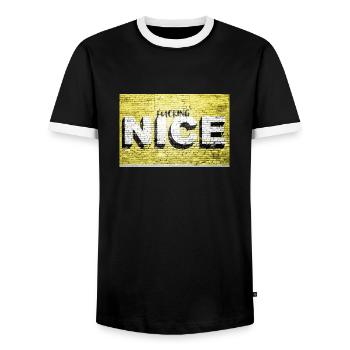 Putain de beau dicton lettrage Graffiti sur brique - T-shirt contrasté Homme - noir/blanc - Devant - AI Model Female 172 light (172cm) & AI Model Male 178 light (178cm)