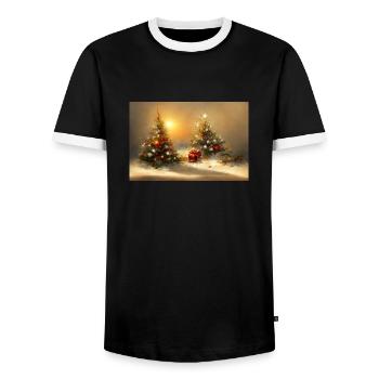 Ambiance de Noël - T-shirt contrasté Homme - noir/blanc - Devant - AI Model Female 172 light (172cm) & AI Model Male 178 light (178cm)