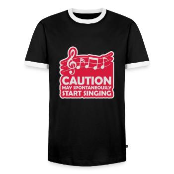 may spontaneously start singing - Männer Kontrast-T-Shirt - Schwarz/Weiß - Vorne - AI Model Female 172 light (172cm) & AI Model Male 178 light (178cm)