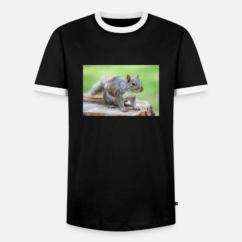 Grey squirrel Grauhörnchen Sciurus carolinensis - Men's Ringer Shirt - black/white