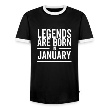 Legends Are Born in January - Men's Ringer Shirt - black/white - Front - AI Model Female 172 light (172cm) & AI Model Male 178 light (178cm)
