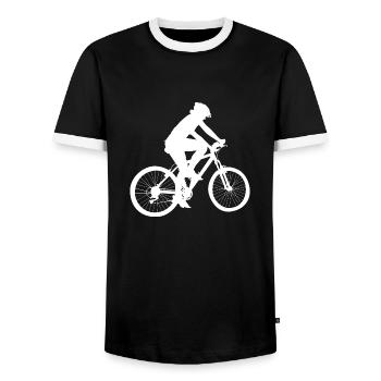 Biking Running Marathon Triathlon Bike - Men's Ringer Shirt - black/white - Front - AI Model Female 172 light (172cm) & AI Model Male 178 light (178cm)