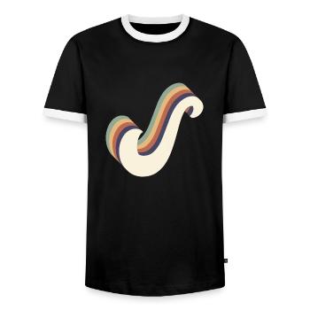Letters S - Men's Ringer Shirt - black/white - Front - AI Model Female 172 light (172cm) & AI Model Male 178 light (178cm)