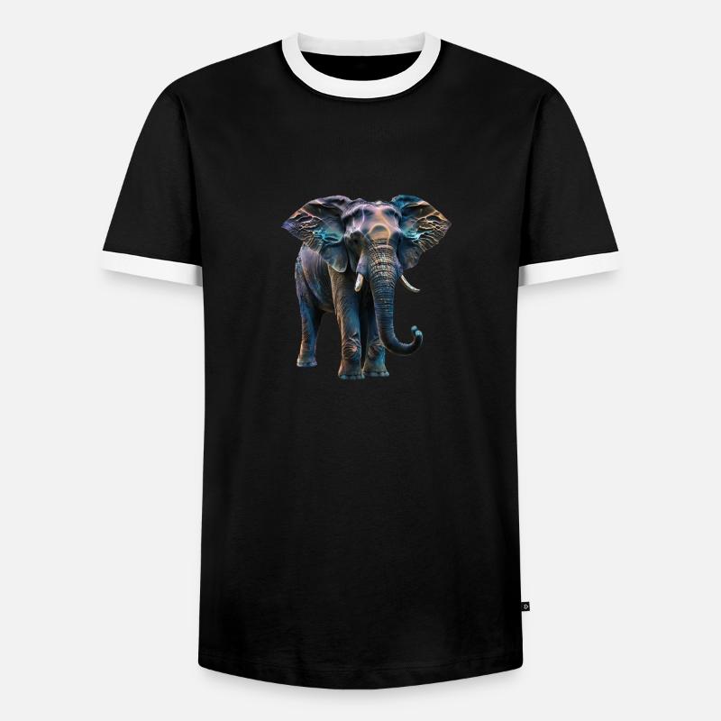 Elephant iriscent II - Men's Ringer Shirt - black/white