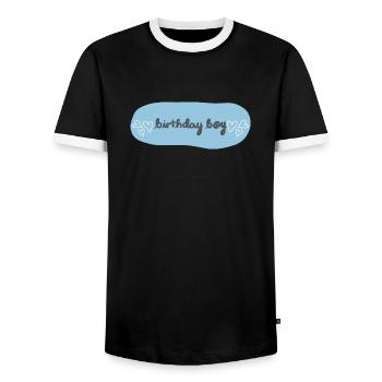 Birthday Boy Schriftzug mit Herzen - Männer Kontrast-T-Shirt - Schwarz/Weiß - Vorne - AI Model Female 172 light (172cm) & AI Model Male 178 light (178cm)