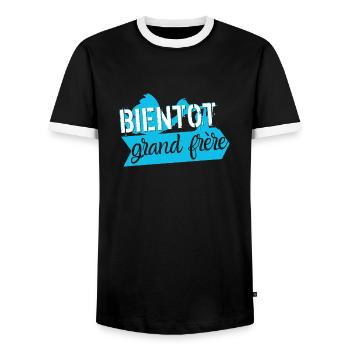 Bientôt grand frère - T-shirt contrasté Homme - noir/blanc - Devant - AI Model Female 172 light (172cm) & AI Model Male 178 light (178cm)