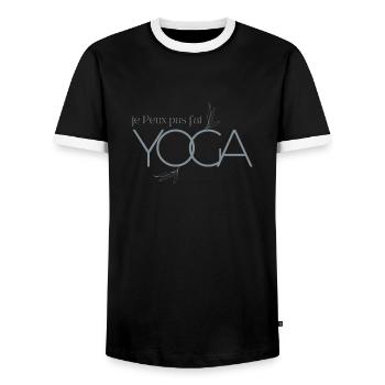 Je peux pas j'ai yoga - T-shirt contrasté Homme - noir/blanc - Devant - AI Model Female 172 light (172cm) & AI Model Male 178 light (178cm)