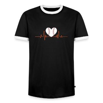 Battement de cœur de baseball - T-shirt contrasté Homme - noir/blanc - Devant - AI Model Female 172 light (172cm) & AI Model Male 178 light (178cm)