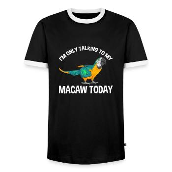 Yellow-breasted Macaw Parrot Blue And Yellow Macaw - Men's Ringer Shirt - black/white - Front - AI Model Female 172 light (172cm) & AI Model Male 178 light (178cm)