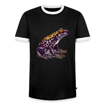 La grenouille empoisonnée vénéneuse vit sous les tropiques - T-shirt contrasté Homme - noir/blanc - Devant - AI Model Female 172 light (172cm) & AI Model Male 178 light (178cm)