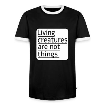 Les créatures vivantes ne sont pas des choses - T-shirt contrasté Homme - noir/blanc - Devant - AI Model Female 172 light (172cm) & AI Model Male 178 light (178cm)