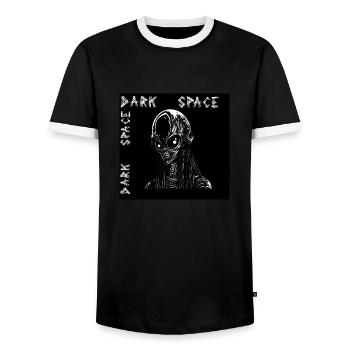 Unveiling the Sinister Extraterrestrial: A Dark At - Men's Ringer Shirt - black/white - Front - AI Model Female 172 light (172cm) & AI Model Male 178 light (178cm)