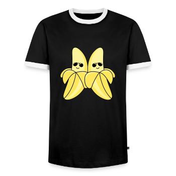 Cool Bananas - Men's Ringer Shirt - black/white - Front - AI Model Female 172 light (172cm) & AI Model Male 178 light (178cm)