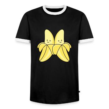 Bananas Comic - Men's Ringer Shirt - black/white - Front - AI Model Female 172 light (172cm) & AI Model Male 178 light (178cm)