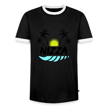Nice - Men's Ringer Shirt - black/white - Front - AI Model Female 172 light (172cm) & AI Model Male 178 light (178cm)