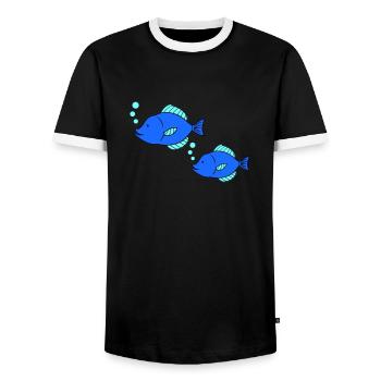 fische comic - Männer Kontrast-T-Shirt - Schwarz/Weiß - Vorne - AI Model Female 172 light (172cm) & AI Model Male 178 light (178cm)