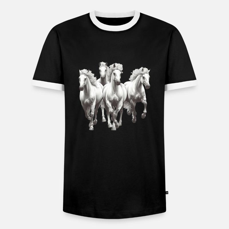 Horses - Men's Ringer Shirt - black/white