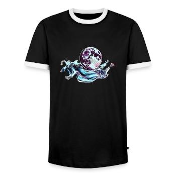 Chrome Full Moon - Men's Ringer Shirt - black/white - Front - AI Model Female 172 light (172cm) & AI Model Male 178 light (178cm)