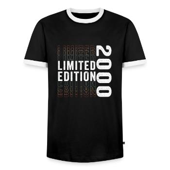 Édition limitée 2000 - Génial 23e anniversaire - T-shirt contrasté Homme - noir/blanc - Devant - AI Model Female 172 light (172cm) & AI Model Male 178 light (178cm)