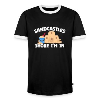 Kids Sandcastle Kit Gear Sandcastle Set Toys - Männer Kontrast-T-Shirt - Schwarz/Weiß - Vorne - AI Model Female 172 light (172cm) & AI Model Male 178 light (178cm)
