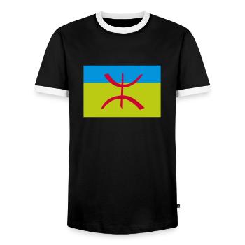 Berber Amazigh Flag Algeria - Men's Ringer Shirt - black/white - Front - AI Model Female 172 light (172cm) & AI Model Male 178 light (178cm)