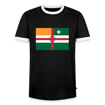 Anglo-Indian-Pakistan - Men's Ringer Shirt - black/white - Front - AI Model Female 172 light (172cm) & AI Model Male 178 light (178cm)