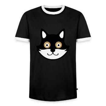 cat - Männer Kontrast-T-Shirt - Schwarz/Weiß - Vorne - AI Model Female 172 light (172cm) & AI Model Male 178 light (178cm)