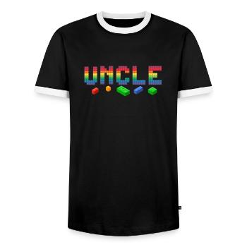 Onkel Baumeister Bausteine Blöcke Familie - Männer Kontrast-T-Shirt - Schwarz/Weiß - Vorne - AI Model Female 172 light (172cm) & AI Model Male 178 light (178cm)