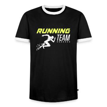 Équipe de course 1 - T-shirt contrasté Homme - noir/blanc - Devant - AI Model Female 172 light (172cm) & AI Model Male 178 light (178cm)