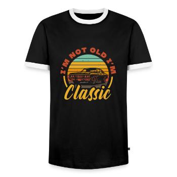 I'm Not Old I'm Classic Vintage Hot Rod Car - Männer Kontrast-T-Shirt - Schwarz/Weiß - Vorne - AI Model Female 172 light (172cm) & AI Model Male 178 light (178cm)