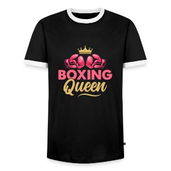 Boxing Queen Boxer Training - Männer Kontrast-T-Shirt - Schwarz/Weiß - Vorne - AI Model Female 172 light (172cm) & AI Model Male 178 light (178cm)