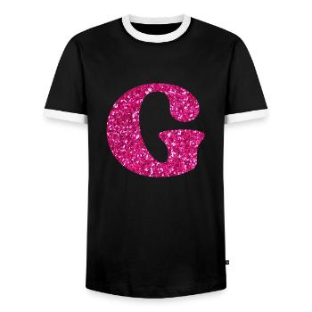 Buchstabe g rosa Glitzer - Männer Kontrast-T-Shirt - Schwarz/Weiß - Vorne - AI Model Female 172 light (172cm) & AI Model Male 178 light (178cm)