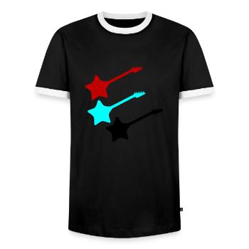 Star Guitars - Men's Ringer Shirt - black/white - Front - AI Model Female 172 light (172cm) & AI Model Male 178 light (178cm)