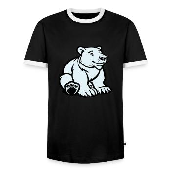 Polar Bear Animal - Men's Ringer Shirt - black/white - Front - AI Model Female 172 light (172cm) & AI Model Male 178 light (178cm)