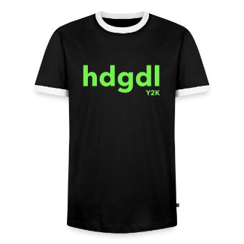 hdgdl Y2K grün - Männer Kontrast-T-Shirt - Schwarz/Weiß - Vorne - AI Model Female 172 light (172cm) & AI Model Male 178 light (178cm)