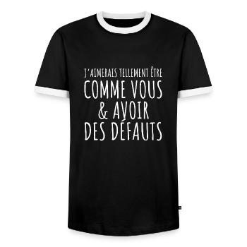 idée cadeau message humour drole homme femme rigol - T-shirt contrasté Homme - noir/blanc - Devant - AI Model Female 172 light (172cm) & AI Model Male 178 light (178cm)