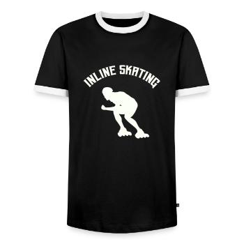 Inline Skating - Männer Kontrast-T-Shirt - Schwarz/Weiß - Vorne - AI Model Female 172 light (172cm) & AI Model Male 178 light (178cm)
